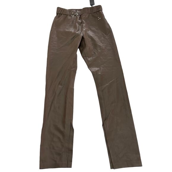 Blank NYC Pants Womens 27 Brown Faux Leather Leggings Love Much Vented - Picture 2 of 12